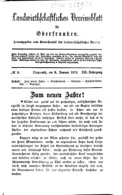 Landwirthschaftliches Vereinsblatt für Oberfranken Donnerstag 4. Januar 1872