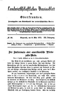 Landwirthschaftliches Vereinsblatt für Oberfranken Donnerstag 9. Mai 1872