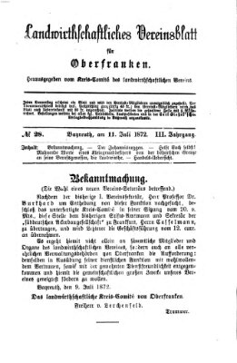 Landwirthschaftliches Vereinsblatt für Oberfranken Donnerstag 11. Juli 1872