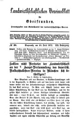 Landwirthschaftliches Vereinsblatt für Oberfranken Donnerstag 18. Juli 1872