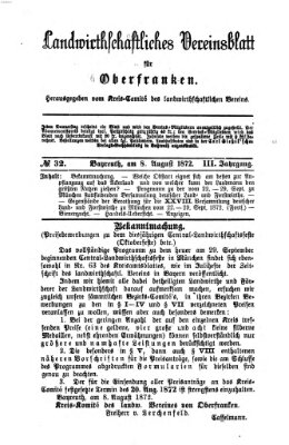 Landwirthschaftliches Vereinsblatt für Oberfranken Donnerstag 8. August 1872