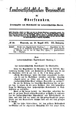 Landwirthschaftliches Vereinsblatt für Oberfranken Donnerstag 29. August 1872