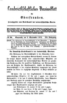 Landwirthschaftliches Vereinsblatt für Oberfranken Donnerstag 5. September 1872