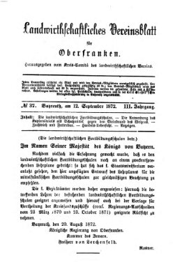 Landwirthschaftliches Vereinsblatt für Oberfranken Donnerstag 12. September 1872