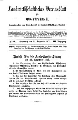 Landwirthschaftliches Vereinsblatt für Oberfranken Freitag 27. Dezember 1872