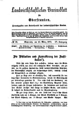 Landwirthschaftliches Vereinsblatt für Oberfranken Donnerstag 13. März 1873