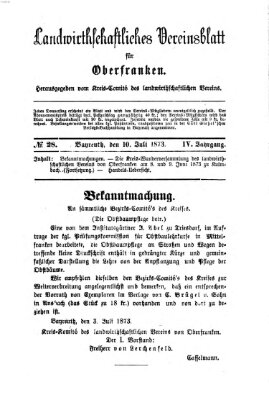 Landwirthschaftliches Vereinsblatt für Oberfranken Donnerstag 10. Juli 1873