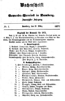 Wochenschrift des Gewerbe-Vereins Bamberg Sonntag 19. März 1871