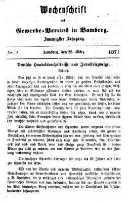 Wochenschrift des Gewerbe-Vereins Bamberg Sonntag 26. März 1871