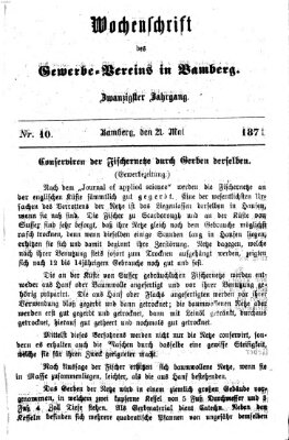 Wochenschrift des Gewerbe-Vereins Bamberg Sonntag 21. Mai 1871