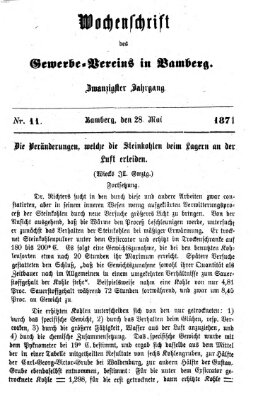 Wochenschrift des Gewerbe-Vereins Bamberg Sonntag 28. Mai 1871