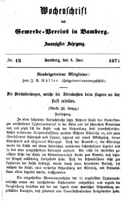 Wochenschrift des Gewerbe-Vereins Bamberg Sonntag 4. Juni 1871