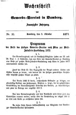 Wochenschrift des Gewerbe-Vereins Bamberg Sonntag 8. Oktober 1871