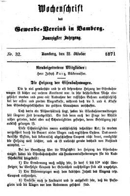 Wochenschrift des Gewerbe-Vereins Bamberg Sonntag 22. Oktober 1871