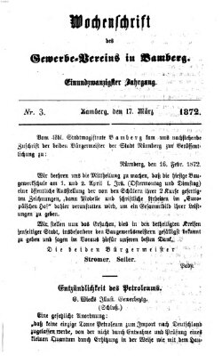 Wochenschrift des Gewerbe-Vereins Bamberg Sonntag 17. März 1872