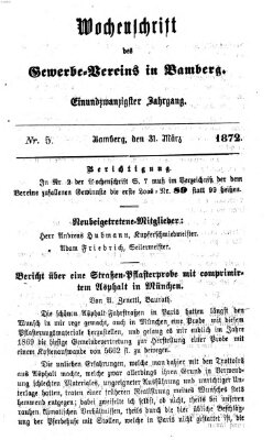 Wochenschrift des Gewerbe-Vereins Bamberg Sonntag 31. März 1872