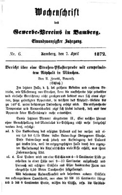 Wochenschrift des Gewerbe-Vereins Bamberg Sonntag 7. April 1872