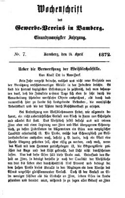 Wochenschrift des Gewerbe-Vereins Bamberg Sonntag 14. April 1872