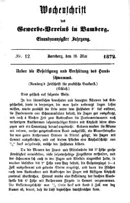 Wochenschrift des Gewerbe-Vereins Bamberg Sonntag 19. Mai 1872