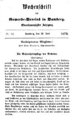 Wochenschrift des Gewerbe-Vereins Bamberg Sonntag 30. Juni 1872