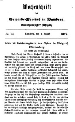 Wochenschrift des Gewerbe-Vereins Bamberg Sonntag 4. August 1872