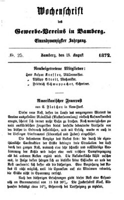 Wochenschrift des Gewerbe-Vereins Bamberg Sonntag 18. August 1872