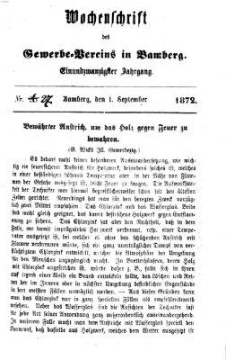 Wochenschrift des Gewerbe-Vereins Bamberg Sonntag 1. September 1872