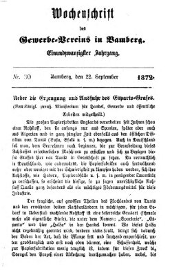 Wochenschrift des Gewerbe-Vereins Bamberg Sonntag 22. September 1872