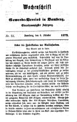 Wochenschrift des Gewerbe-Vereins Bamberg Sonntag 6. Oktober 1872