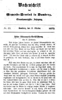 Wochenschrift des Gewerbe-Vereins Bamberg Sonntag 13. Oktober 1872