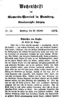 Wochenschrift des Gewerbe-Vereins Bamberg Sonntag 20. Oktober 1872