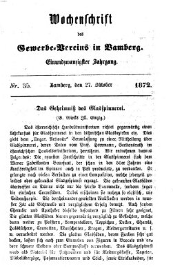 Wochenschrift des Gewerbe-Vereins Bamberg Sonntag 27. Oktober 1872