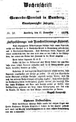 Wochenschrift des Gewerbe-Vereins Bamberg Sonntag 17. November 1872