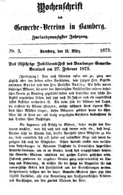 Wochenschrift des Gewerbe-Vereins Bamberg Dienstag 18. März 1873