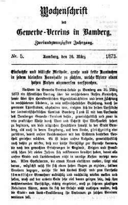 Wochenschrift des Gewerbe-Vereins Bamberg Mittwoch 26. März 1873