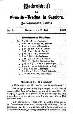 Wochenschrift des Gewerbe-Vereins Bamberg Sonntag 13. April 1873