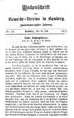 Wochenschrift des Gewerbe-Vereins Bamberg Dienstag 15. Juli 1873