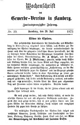 Wochenschrift des Gewerbe-Vereins Bamberg Dienstag 29. Juli 1873