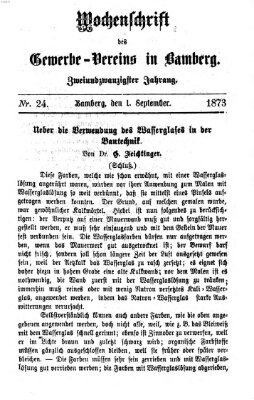 Wochenschrift des Gewerbe-Vereins Bamberg Montag 1. September 1873