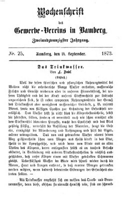 Wochenschrift des Gewerbe-Vereins Bamberg Sonntag 14. September 1873