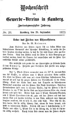 Wochenschrift des Gewerbe-Vereins Bamberg Sonntag 28. September 1873