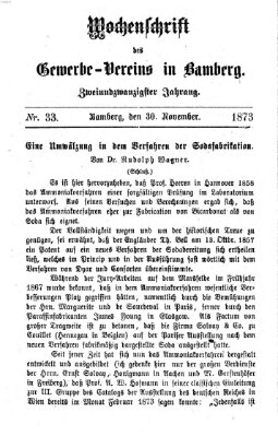 Wochenschrift des Gewerbe-Vereins Bamberg Sonntag 30. November 1873