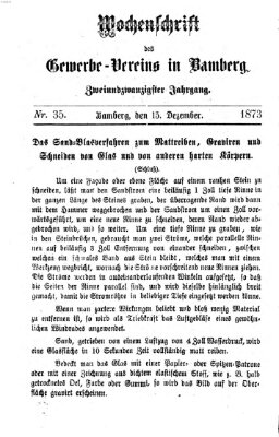 Wochenschrift des Gewerbe-Vereins Bamberg Montag 15. Dezember 1873