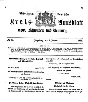 Königlich Bayerisches Kreis-Amtsblatt von Schwaben und Neuburg Donnerstag 4. Januar 1872