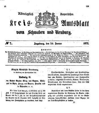 Königlich Bayerisches Kreis-Amtsblatt von Schwaben und Neuburg Mittwoch 24. Januar 1872