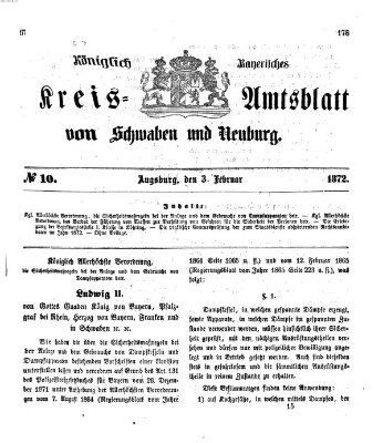 Königlich Bayerisches Kreis-Amtsblatt von Schwaben und Neuburg Samstag 3. Februar 1872