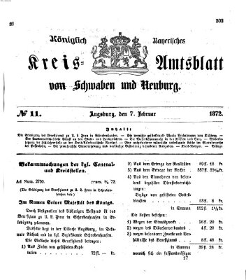 Königlich Bayerisches Kreis-Amtsblatt von Schwaben und Neuburg Mittwoch 7. Februar 1872