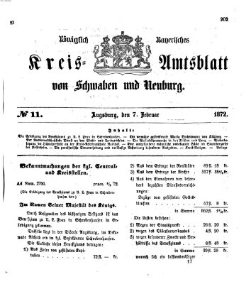 Königlich Bayerisches Kreis-Amtsblatt von Schwaben und Neuburg Mittwoch 7. Februar 1872