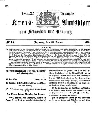 Königlich Bayerisches Kreis-Amtsblatt von Schwaben und Neuburg Mittwoch 28. Februar 1872