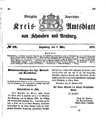 Königlich Bayerisches Kreis-Amtsblatt von Schwaben und Neuburg Samstag 2. März 1872